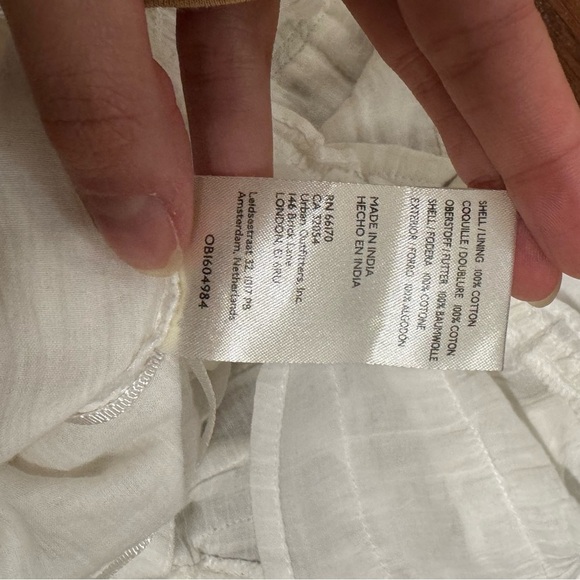 Free People White Smocked Cotton Crop Top Large - Picture 8 of 8